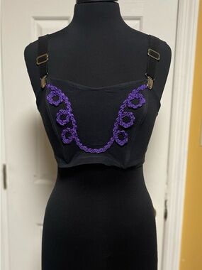 Vintage Black with Purple Braiding Bustier